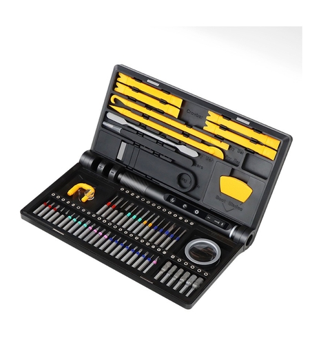 Surubelnita Profesionala Electrica, Flippy, Multifunctionala, Reancarcabila USB, Luminare LED, Kit 71 in 1, Set Complet cu Biti Torx, Phillips, Hex, Pentalobe, 21.4 x 12.4 cm, Negru