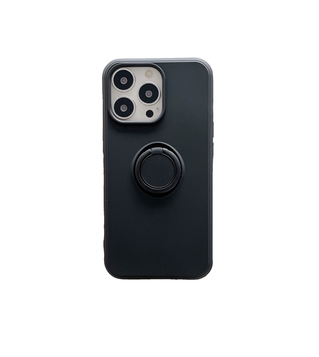Husa protectie Vafy compatibila cu Huawei P40 Lite Liquid Silicone Ring cu suport rotativ Negru