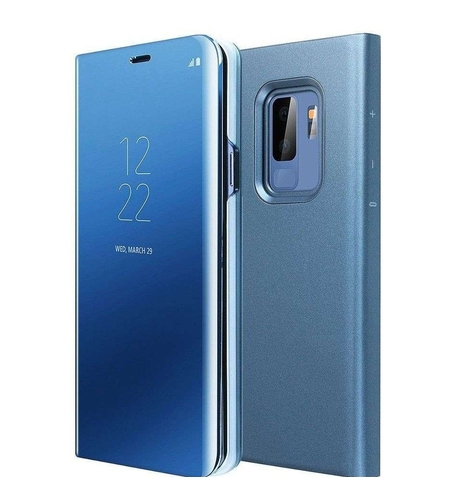 Husa de Protectie Tip Carte, Vafy, pentru Samsung Galaxy S10, Flip Cover Oglinda, din Piele Ecologica si PC, Albastră