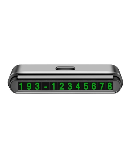 Suport Numar de Telefon pentru Parcare Auto, Flippy, Suport pentru Numarul de telefon, Banda glisanta pentru Ascundere, Banda Adeziva Inclusa, 120 x 48 x 24 mm, Cifre Verzi, Negru Mat