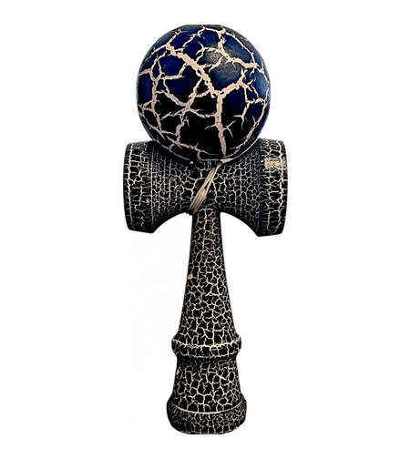 Kendama X Originala, Profesionala, Flippy, Cracked, din Lemn, 18 cm, Negru Alb
