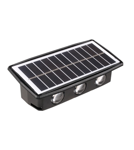Lampa solara LED bidirectionala dreptunghiulara pentru perete Flippy, 20.5x10 cm, 6 LED-uri, 5.5V, ABS, 500mAh, rezistent la apa IP65, alb rece