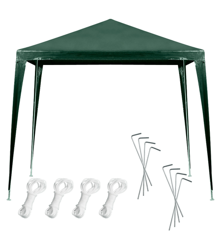 Pavilion gradina 250x250x255 cm, structura metalica cu 4 picioare, acoperis PE 90g/mp, verde