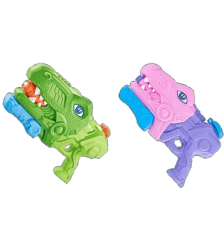 Set 2x Pistol cu Apa pentru Copii, Rezervor, Pentru Piscina/Plaja, Flippy, 6ani+, Tiranozaur, Roz + Verde,660 ML