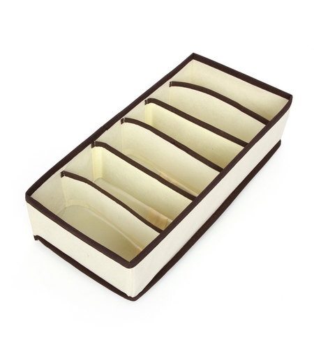 Cutie De Depozitare, Flippy, Pentru Lenjerie, Sosete Si Sutiene, Material Textil, 6 Compartimente, 32 x 16 x 10 cm, Culoare Bej