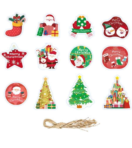 Set Decoratiuni de Craciun pentru Brad, Flippy, Modele Variate, Sfoara Inclusa, 12 Piese, 6 x 7 cm, Model B, Multicolor