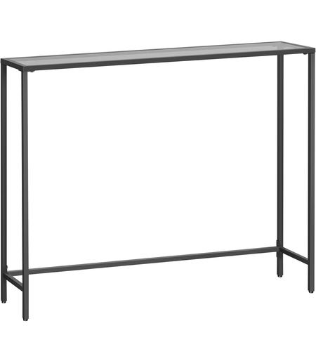 VASAGLE Masa consola 100x20x80 cm, blat sticla securizata si cadru metalic, negru