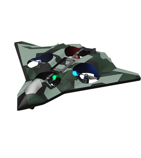 Avion de Lupta cu Telecomanda, Flippy, Tip Drona, din EVA (Spuma), cu Telecomanda, Incarcare USB, 2.4 GHz, Rotire 360°, Zbor pana la 100 m, LED, 24 x 25.5 x 4.2 cm, Model Army, Verde
