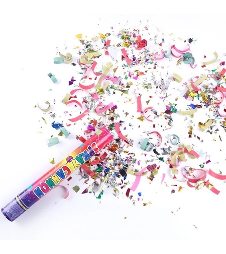 Tub de Confetti, Flippy, Clasic, 60x5 cm, Confetii Asortate din Plastic, Eliberare prin Rasucire, Multicolor