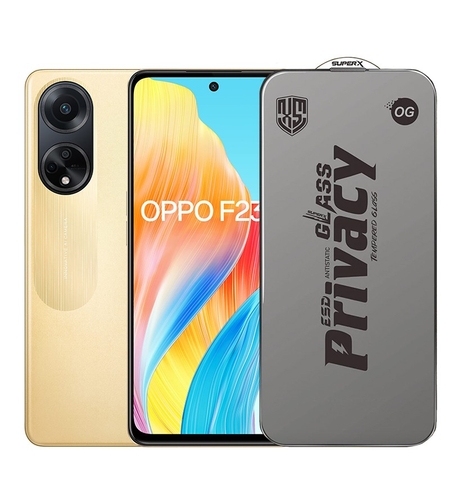 Folie de Protectie pentru Oppo F23, Vafy, Sticla Securizata ESD Antistatica, Super-X Privacy OG, Margini Negre, 0.30 mm, Transparent Inchis