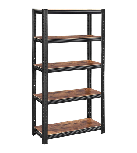 SONGMICS Raft cadru metalic modular pentru depozitare, 5 polite, 150x75x30cm, sarcina 650 kg, maro rustic