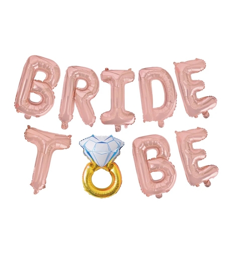 Set Baloane din Folie Metalizată, Flippy, Model Bride To Be, Litere de 40 cm, Baloane Party, Ambalaj Individual, Pai Inclus, Umflare cu Aer sau Heliu, Roz