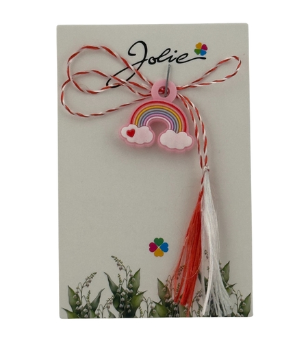 Martisor pentru Copii, Jolie, Material Cauciuc, Ambalaj Carton cu Design, Multicolor, Model Curcubeu