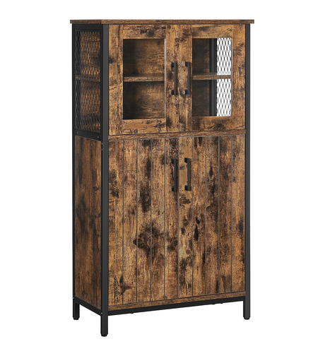 VASAGLE Dulap multifunctional pentru baie, stil industrial, 60x30x108cm, maro rustic si negru