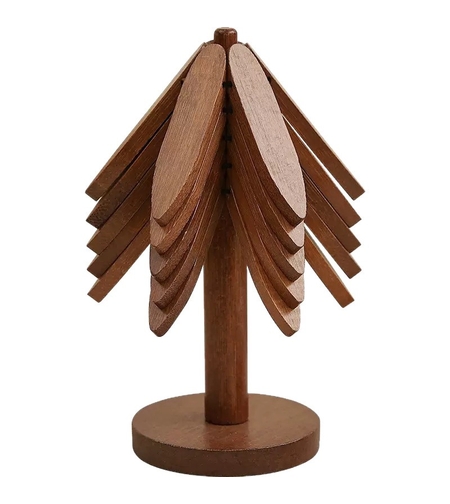 Suport Termic pentru Vase Fierbinti, Vafy, Bambus, Izolatie Termica, Rezistenta la Temperatura Inalta, 21 x 13.5 cm, Maro Inchis