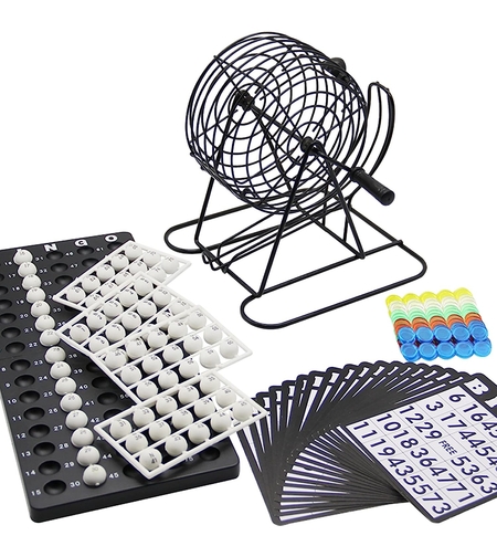 Joc Bingo Flippy, din metal, 75 bile albe, portabil, 21 x 21 cm, negru