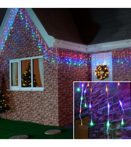Instalatie de Craciun Flippy® Tip Franjuri, 12 m, 300 LED-uri, Interconectabila, Multicolor