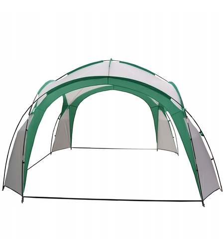 Pavilion gradina 350x350x230 cm, structura fibra de sticla, acoperis poliester impermeabil, verde cu alb