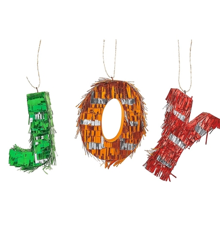Pinata Mini JOY, Flippy, Accesoriu pentru Petrecere Set 3 Bucati din Hartie Creponata si Carton, Pinata pentru Petreceri, 40 x 27 x 8 cm, Verde Portocaliu Rosu