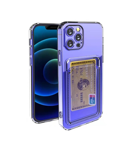 Husa protectie Vafy cu suport card compatibila cu Apple iPhone 12 Transparent