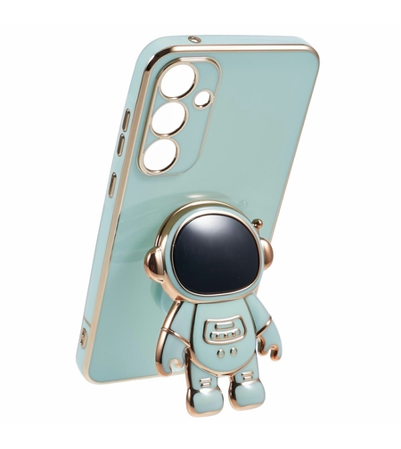 Husa Telefon 2in1, Vafy, Compatibila Samsung Galaxy S24 Ultra, Carcasa TPU cu Suport Inclus Tip Astronaut, Protectie Camere, Verde