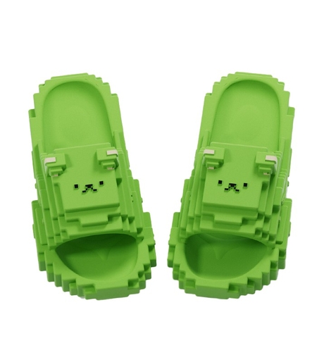 Papuci Casual pentru Adolescenti, Flippy, Model Unisex de Forma Pixel, Rezistenti Usori si Moi din Spuma EVA Antiderapanti, Marime 40-41, Verde deschis