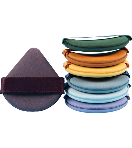 Set 7 Bureti de Machiaj Flippy, Reutilizabili, Utilizare Umeda sau Uscata, Powder Puff, 5.5 x 5.5 x 0.9 cm, Multicolor