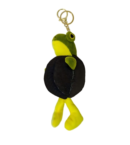 Jucarie Moale de Plus de Tip Breloc, Flippy, Model Italian Brainrot Broscuta cu Anvelopa Boneca Ambalabu, 18 x 11 cm, Negru Verde