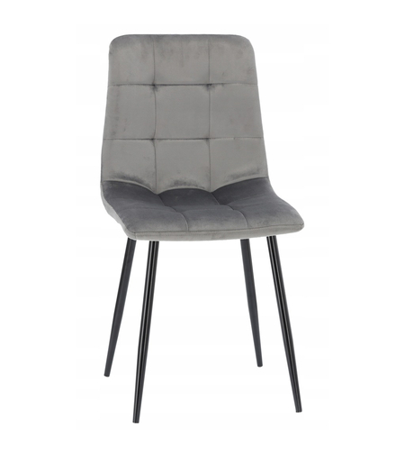 Scaun living tapitat cu catifea, spatar matlasat, 44x54x89 cm, gri