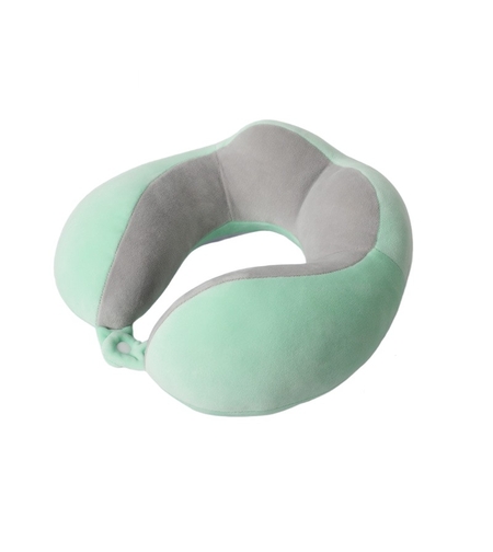 Perna de Voiaj Flippy, Pentru Gat, din Bumbac, 4 Cocoase Pentru Confort, Accesoriu de Voiaj, Birou, Masina, Sistem Prindere Capse, Verde