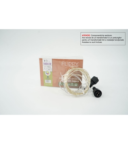 Instalatie de Craciun Tip Liniar, 8 jocuri de lumini, Fir Cupru, 10 m, 100 LED -uri, Multicolor