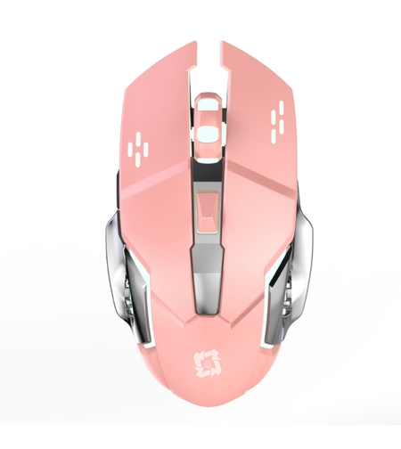 Mouse Wireless, Vafy, 6 Butoane, DPI Ajustabil 1200-3600, Iluminare RGB Tip Breathing, Reincarcabil, 138x80x38 mm, Compatibil MacBook/iPad/Laptop, Roz