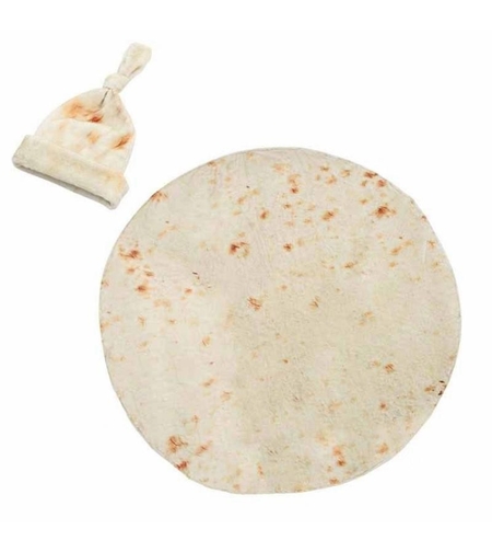 Set patura flanel si caciula Flippy, forma lipie, pentru nou-nascuti, material poliester, 85 cm, crem