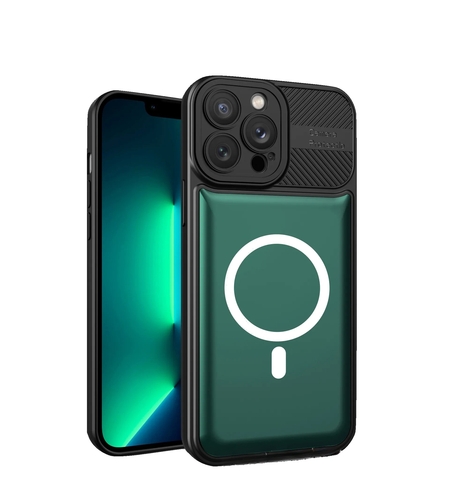 Husa pentru Apple iPhone 12 Pro MagSafe, Urban Armor, Vafy, Verde inchis, suport magnetic