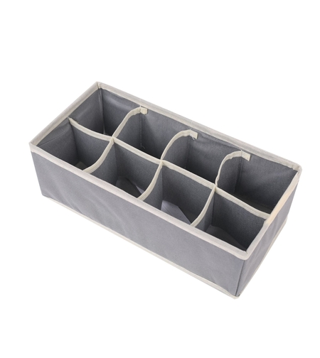 Cutie De Depozitare, Flippy, Pentru Lenjerie, Sosete Si Sutiene, Material Textil, 8 Compartimente, 32 x 16 x 10 cm, Culoare Gri