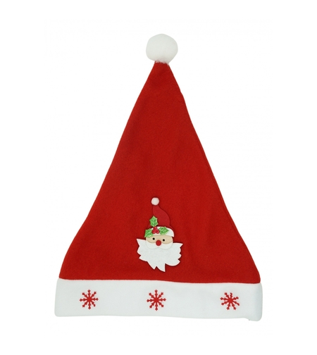 Caciulita de Mos Craciun, Flippy,cu model de Mos Craciun si ornament fulg de nea, rosie, marime universala, material textil