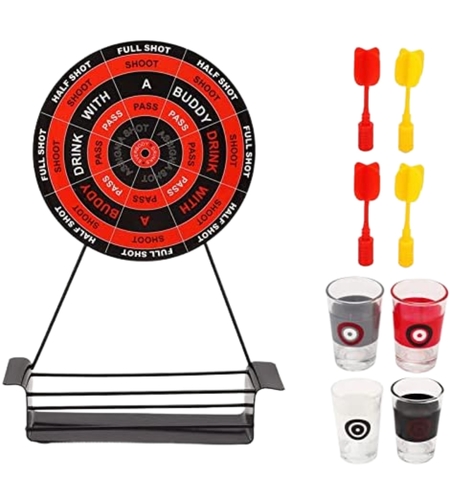 Joc de Baut Darts Flippy, 4 Sageti si Pahare de Shot Incluse, pentru petreceri si timp liber, 30 x 20 x 6.5 cm, multicolor