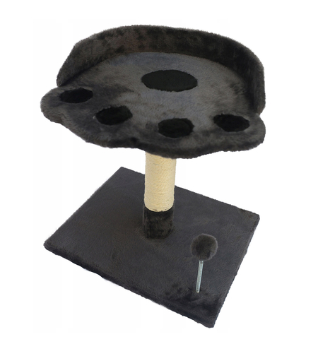 Ansamblu de joaca pentru pisici, cu culcus si loc pentru zgariat, minge, 48cm, gri inchis