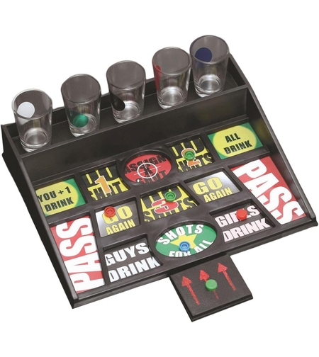 Joc de baut cu banuti Flippy, Pahare de Shot din Sticla Incluse, distractiv si interactiv, 23x28 cm, multicolor