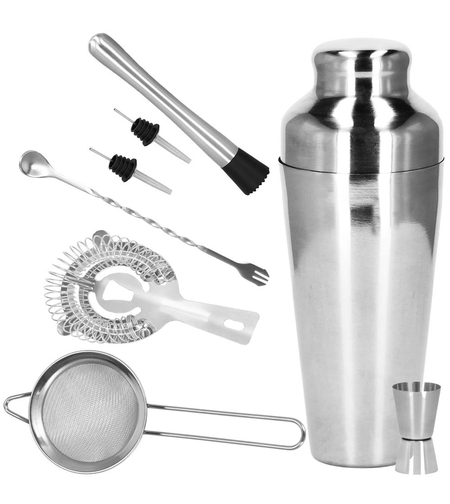 Set Cocktail Shaker Kit pentru barmani 550ml, KI23, 8 piese