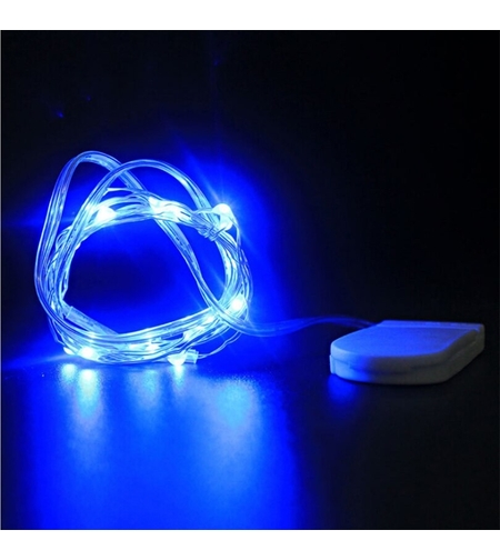 Instalatie Craciun, 1 metru, 10 LED-uri, Albastru, cu baterii, fir cupru, liniar, interior/exterior, Vafy