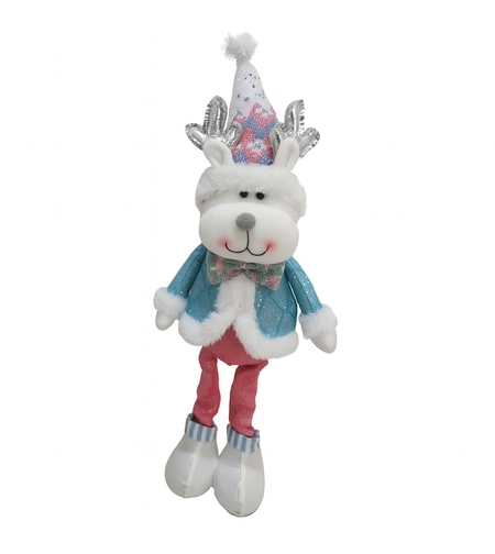 Figurina de Craciun Ren cu Palarie, Flippy, Figurina Decorativa Ren de Craciun pentru Sarbatorile de Iarna, 52 x 17 x 8 cm, Multicolor