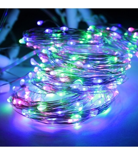 Instalatie Craciun, 20 metri, 200 LED-uri, cu Baterii si Telecomanda cu 8 functii, Multicolor, Vafy