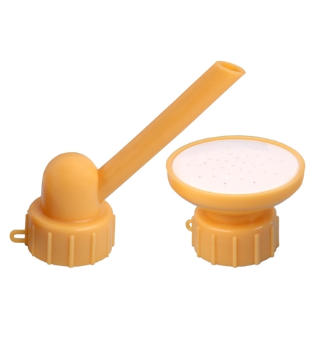 Set 2 capace de sticla pentru irigat florile Flippy, stropitoare si teava, practic si usor de utilizat, portabil, reutilizabil, 8 x 7.5 cm, galben