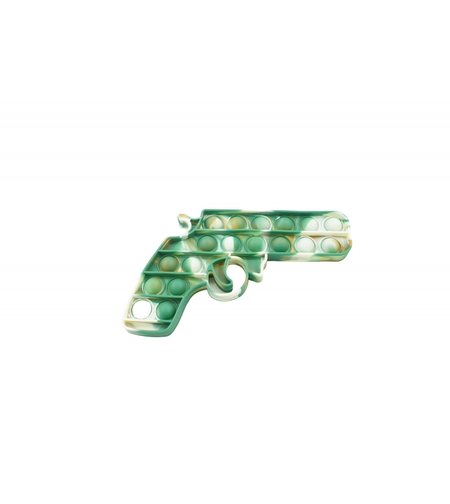 Jucarie antistres din silicon, Pop It Now and Flip It, Pistol, Alb/Verde