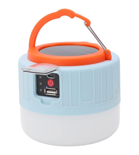 Lampa Portabila, Flippy, Incarcare Solara + USB, Afisaj Inteligent al Bateriei, Raza de Actiune 32 mp, 6x9x11 cm, 3 Moduri, Alb