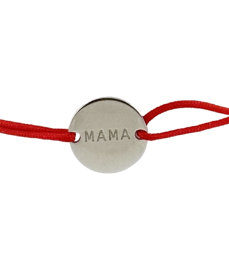 Martisor Bratara Argint 925, Jolie, Model Mama Rotund, Martisor de 1 Martie, cu Snur Rosu, Argintiu