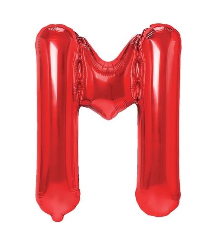 Balon Folie Metalizata Litera M, Flippy, 40 cm, Umflati cu Heliu sau Aer, Ambalaj Individual, Pai inclus, Rosu
