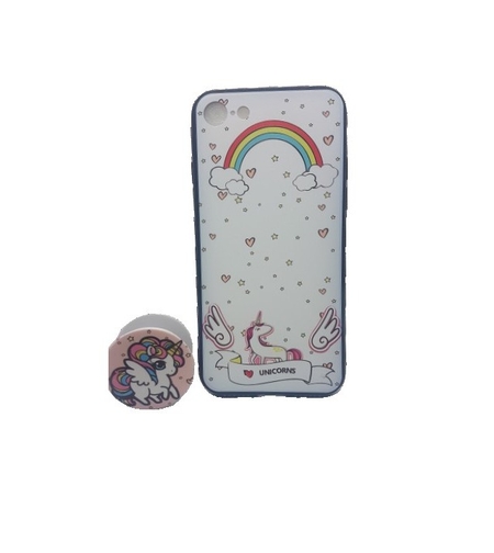 Husa Apple iPhone X/XS Multicolor Model Unicorn + Popsocket inclus