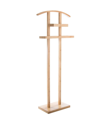 Suport haine si prosoape 5Five Velvy cu bara si etajera de depozitare, bambus, 44x22x113 cm, maro